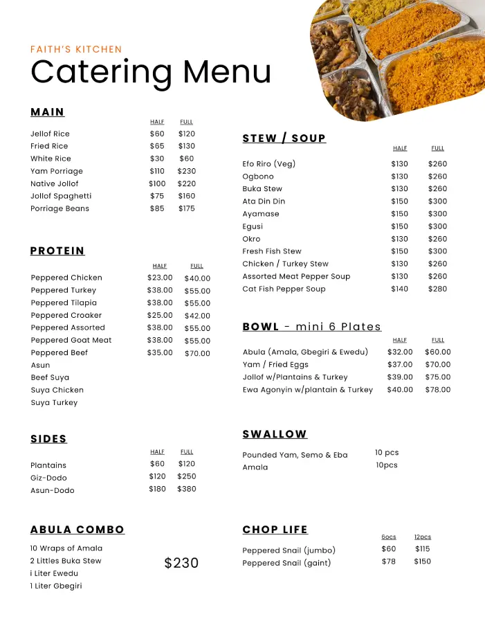 Menu plan